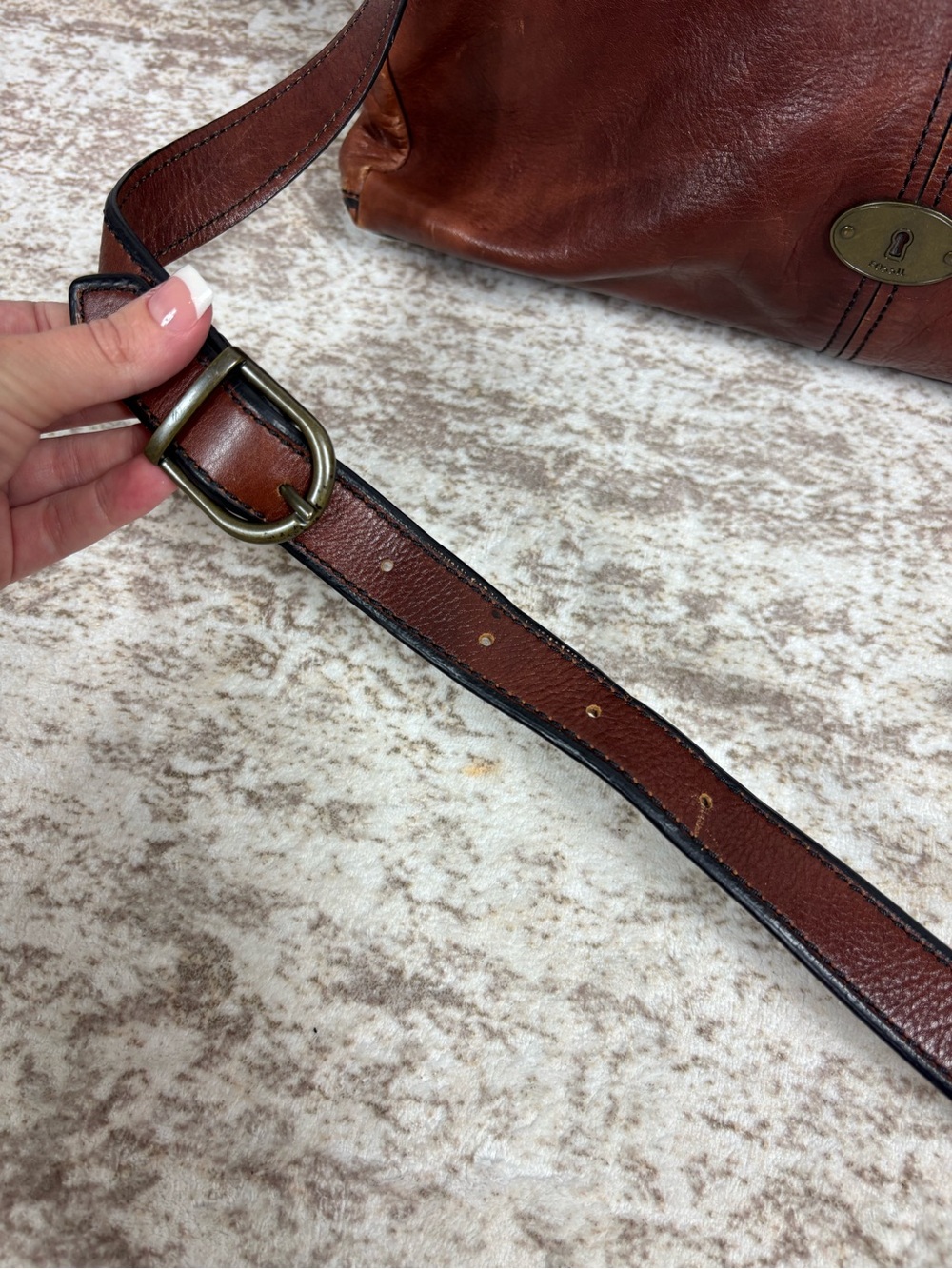 Fossil Brown Leather Crossbody Satchel - Picture 4 of 15